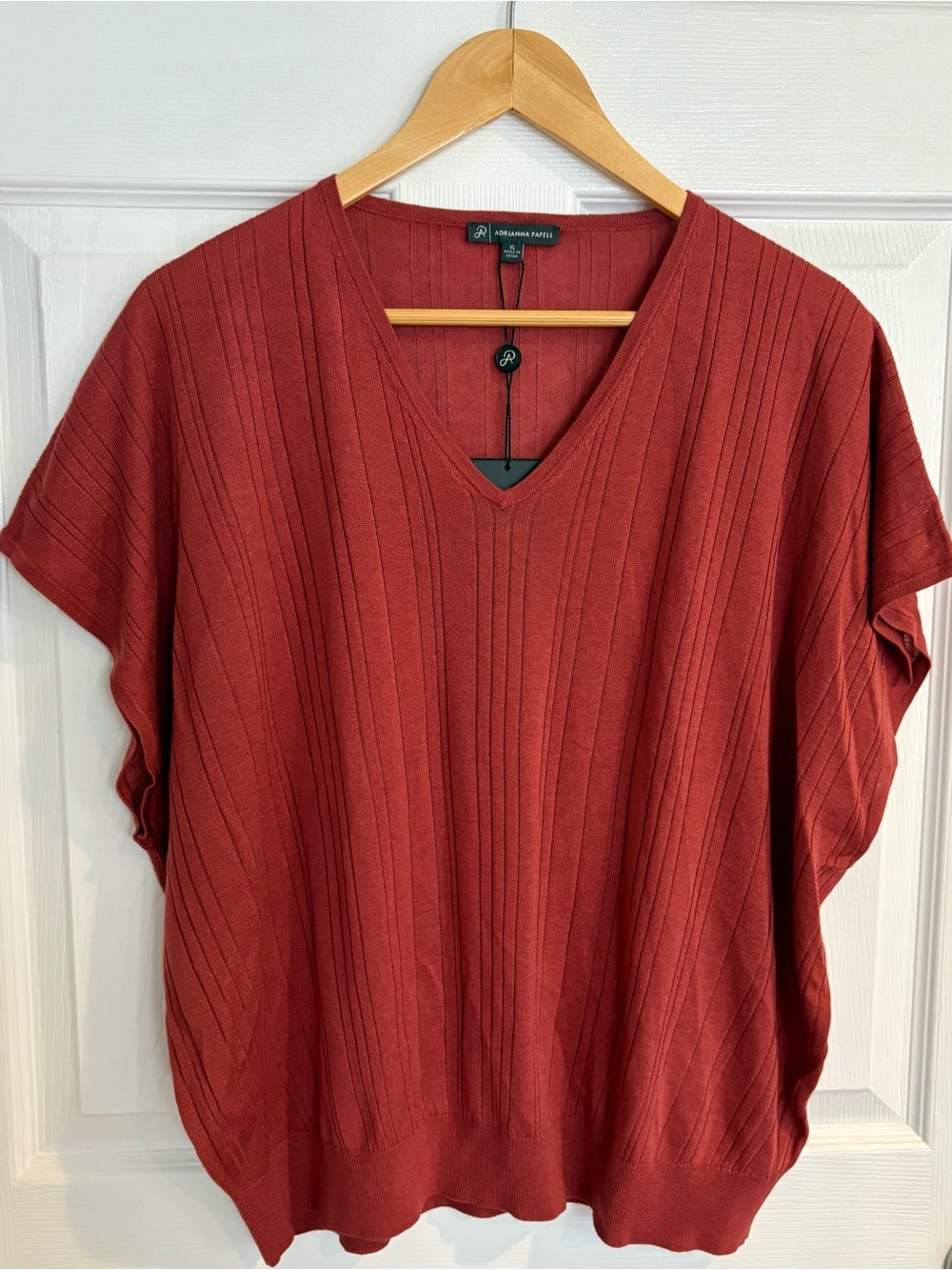 Adrienne Papell Dolman Sleeves Ribbed Top